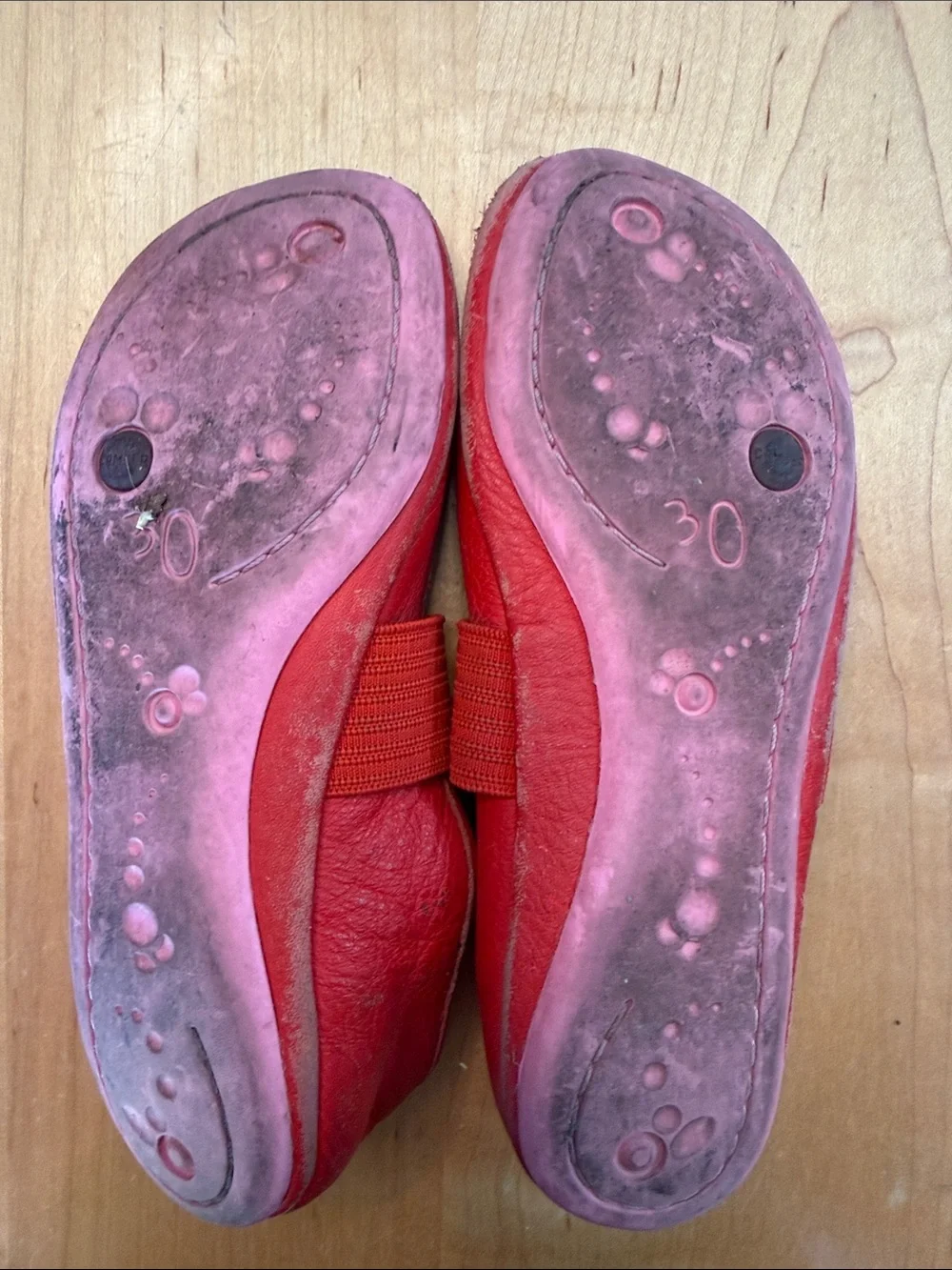 Camper Kids Red Mary Jane Elastic Strap Shoes